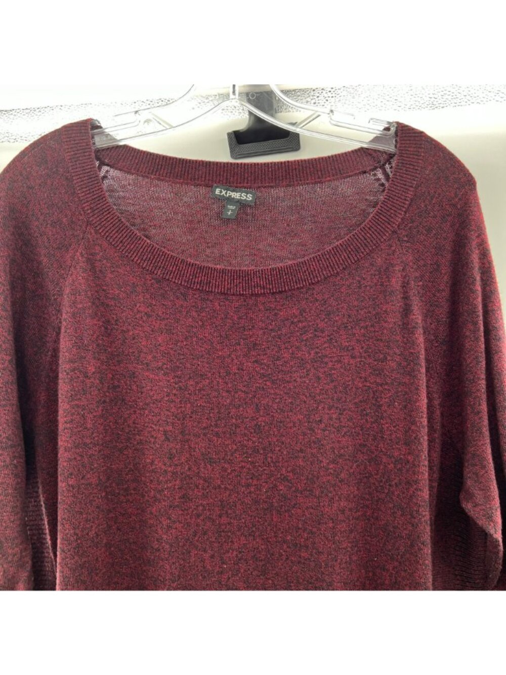 Express Women's Lightweight Sweater 3/4 Sleeve Maroon/Black Size Small - Picture 5 of 9